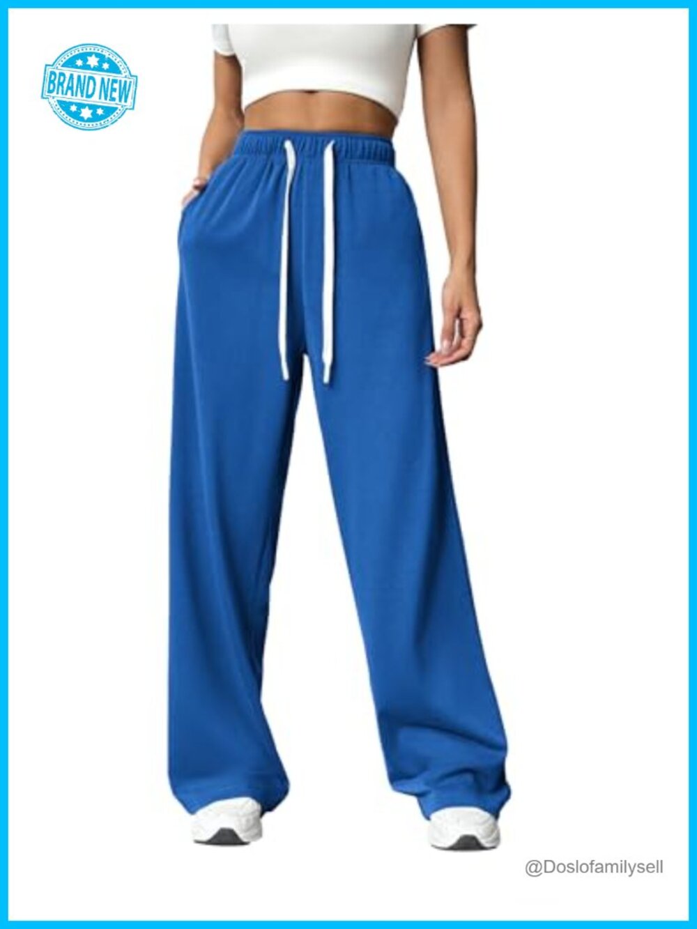 Wide Leg Sweatpants High Waisted Baggy Drawstring Workout Pants Pockets